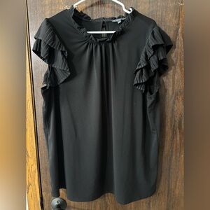 Adrianna Papell Black Ruffle Sleeve Blouse